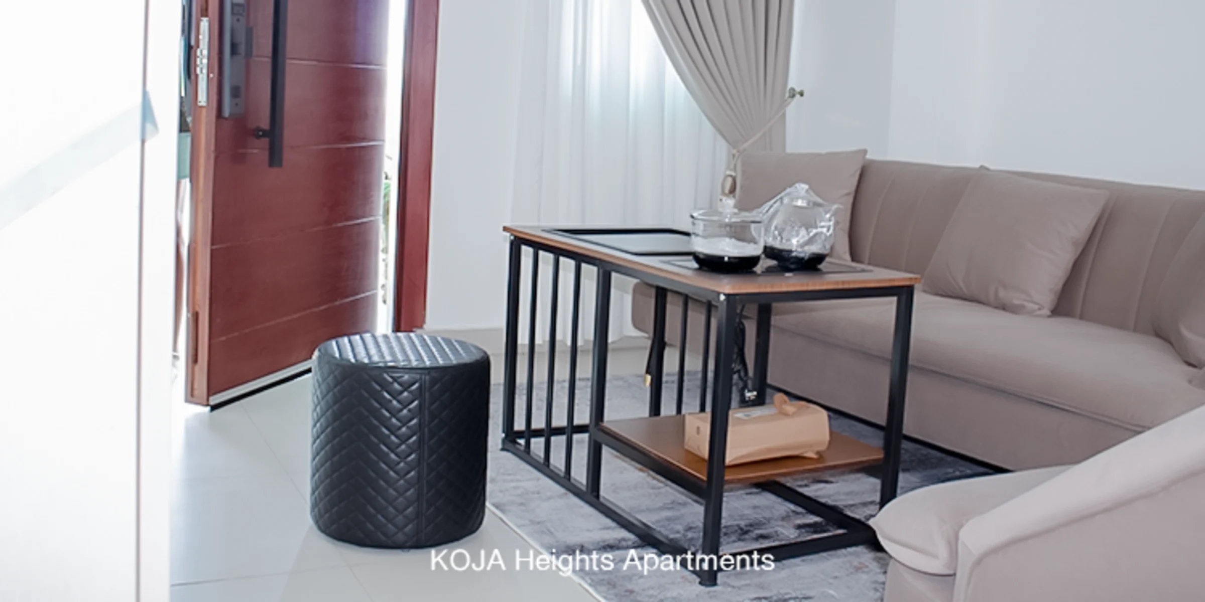 A styled living area at KOJA Heights, Mallam Junction, Accra